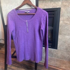 Denver Hayes Soft Long Sleeve  Lightweight Subtle Cable Knit Cozy Sweater Large